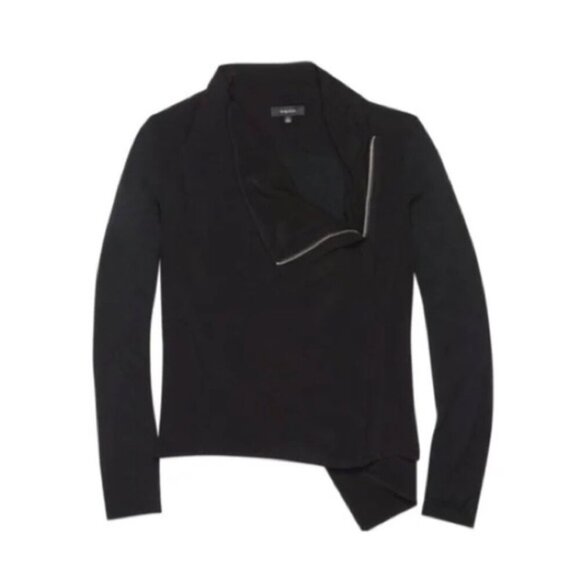 Aritzia Babaton Oliver Moto Blazer Zip Up Asymmetrical Draped Black  Size XS - Picture 7 of 13